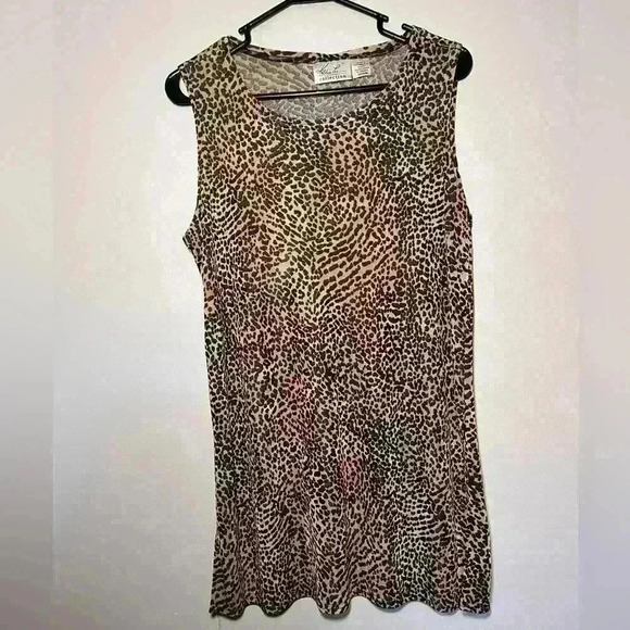 KATHIE LEE COLLECTION SLEEVELESS Leopard Animal PRINT TANK TOP Blouse SIZE M - Picture 1 of 5